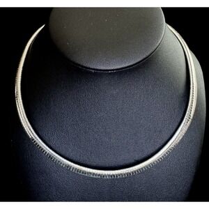 925 Sterling Silver Omega Collar Necklace 16" 5mm Italy 37.6g